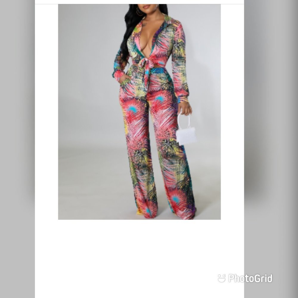 Tropical Print Two-Piece Set